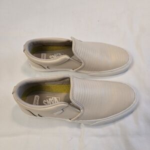 Vans Leather Beige Moto Slip-Ons